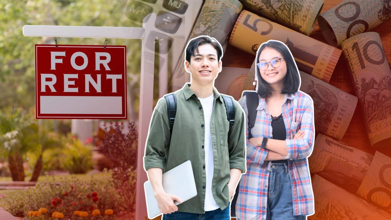 Khi thuê nhà tại Úc, không ít du học sinh vì chưa hiểu rõ quyền lợi của mình, thiếu kinh nghiệm hoặc gặp rào cản ngôn ngữ nên rơi vào thế bị động khi xảy ra tranh chấp. Nguồn hình: Canva / Graphic by Phương Linh / SBS Tiếng Việt