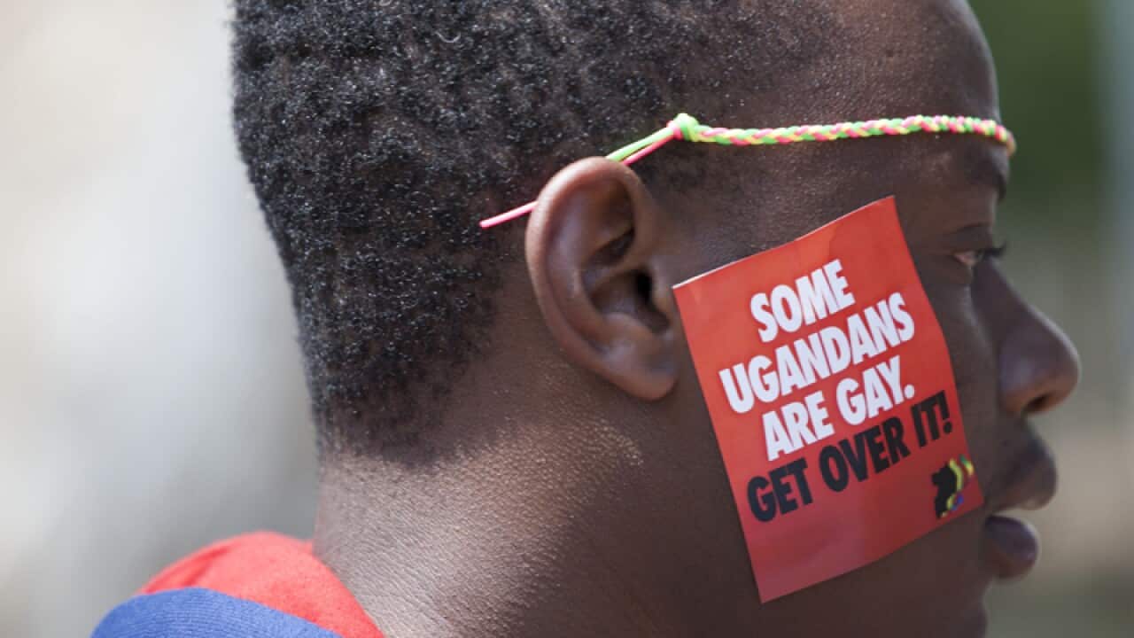 A Ugandan man during LGBT pride celebrations