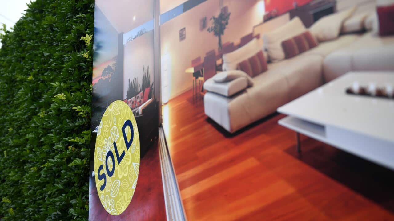 A for sale sign is displayed in front of a house in Sydney on Wednesday, April 26, 2017. (AAP Image/Paul Miller) NO ARCHIVING