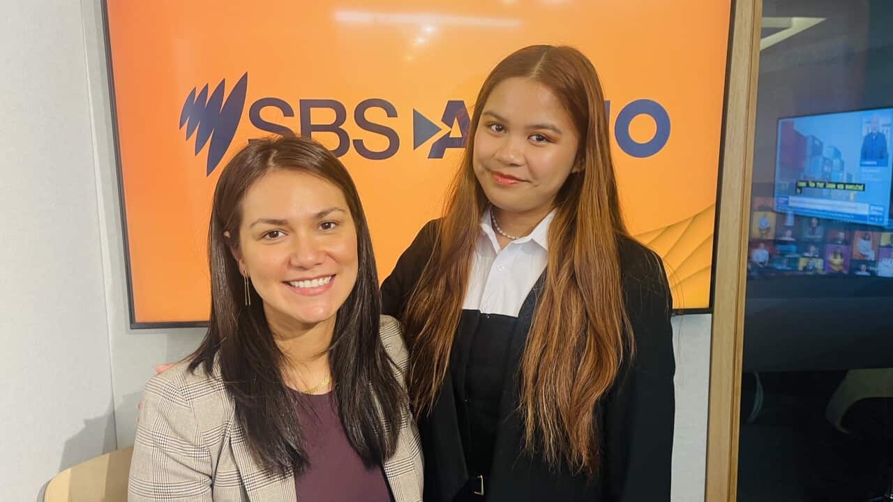 Singing teacher Nhess Weber and her student Krystelle Macasero