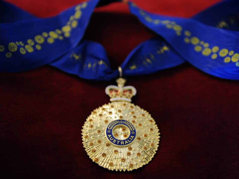 The Companion of the Order of Australia medal lays upon a velvet cushion before being presented by Governor-General Quentin Bryce, to Aboriginal rights campaigner Faith Bandler at Admrialty House in Sydney, Wedesday, April 29, 2009. Mrs Bandler was awarded the AC in the 2009 Australia Day Honours for distinguished service to the community through the advancement of human rights and social justice. (AAP Image/Paul Miller) NO ARCHIVING