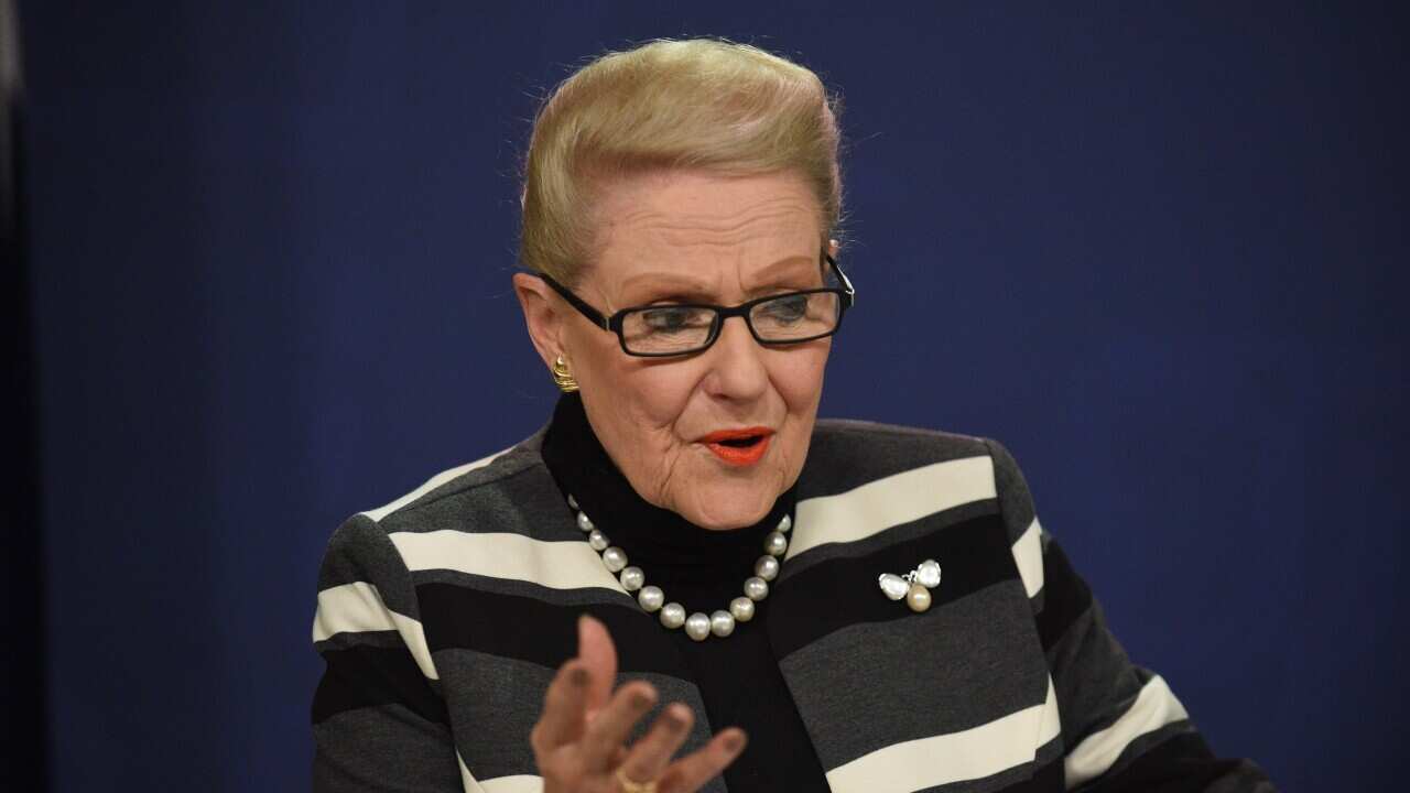 Speaker of the House of Representatives Bronwyn Bishop speaks to the media at a news conference in Sydney, Saturday, July 18, 2015. (AAP Image/Mick Tsikas) NO ARCHIVING