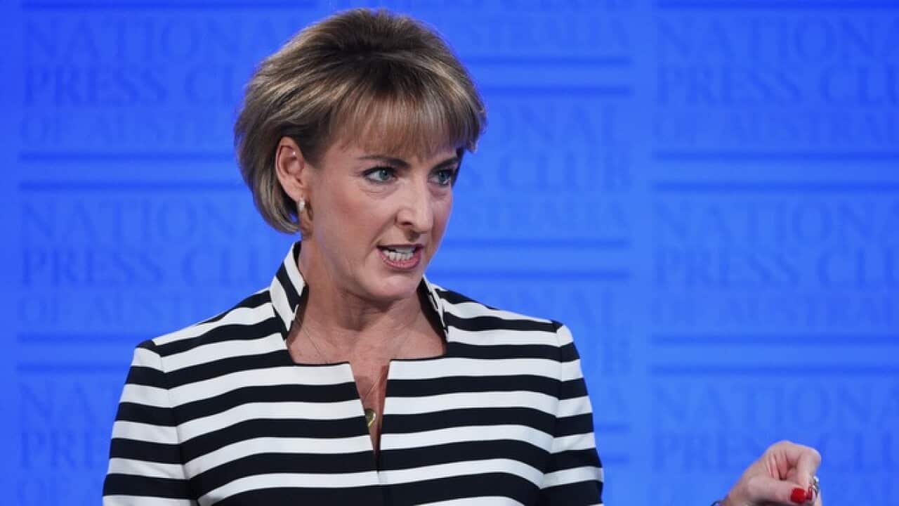 Federal Minister for Women Senator Michaelia Cash gives the International Women's Day Address at the National Press Club in Canberra, Tuesday, March 8, 2016. (AAP Image/Mick Tsikas) NO ARCHIVING