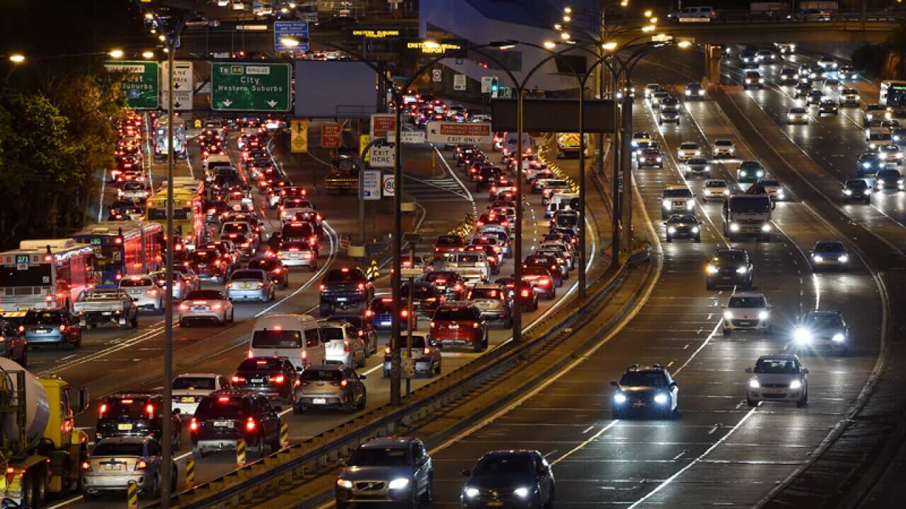 General view of traffic on the Warringah freeway.