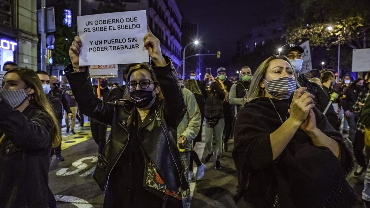 A protest in Barcelona against the latest lockdown in Spain