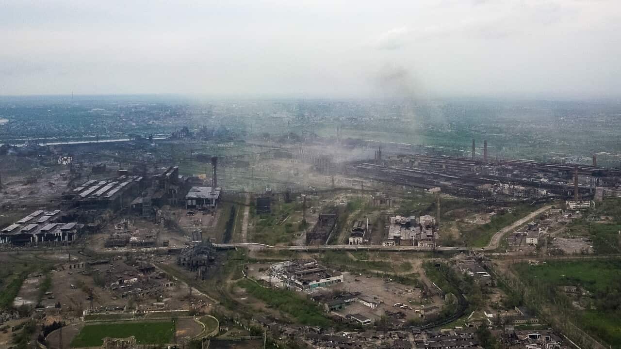 The Azovstal Iron and Steel Works in the city of Mariupol which is under control of the Donetsk People's Republic