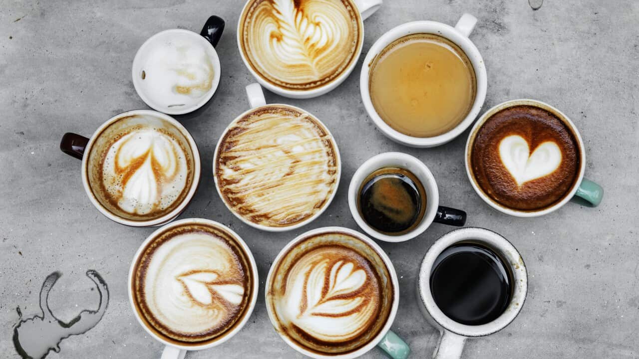 Aerial view of various coffee