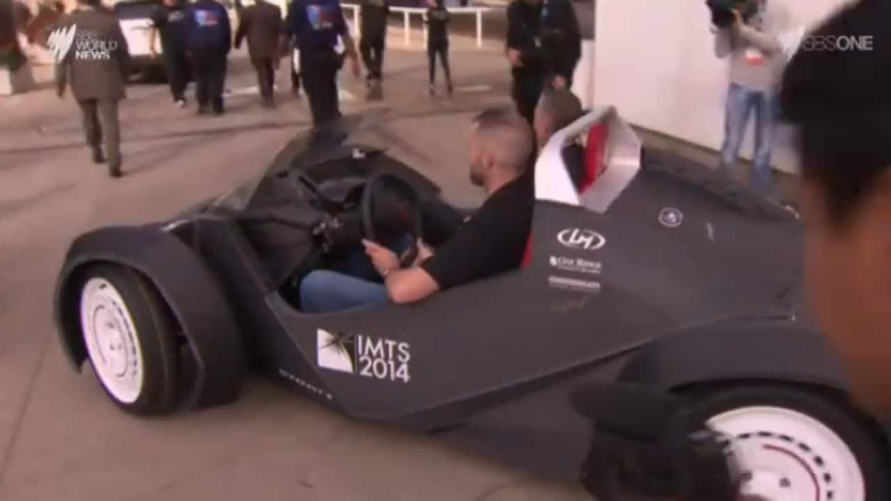 World's first 3D printed car, which was built in two days, taken for a test drive. (Screenshot)