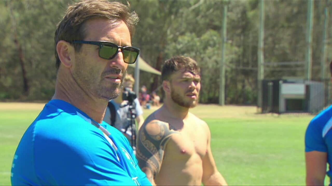 Rugby League great Andrew Johns at training with France ahead of the World Cup