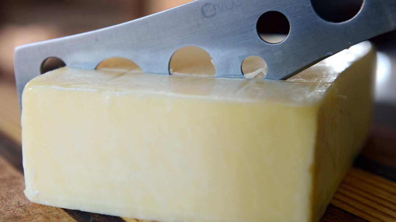 A block of cheddar is pictured in Brisbane