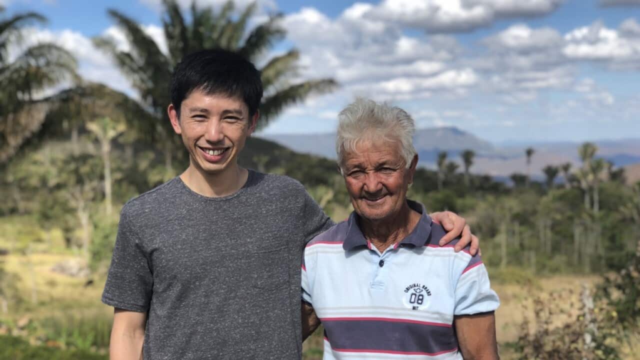 View from Cafundo. With Mr Pedro Santana (Right); Photo by Toshiyuki Ishiwata
