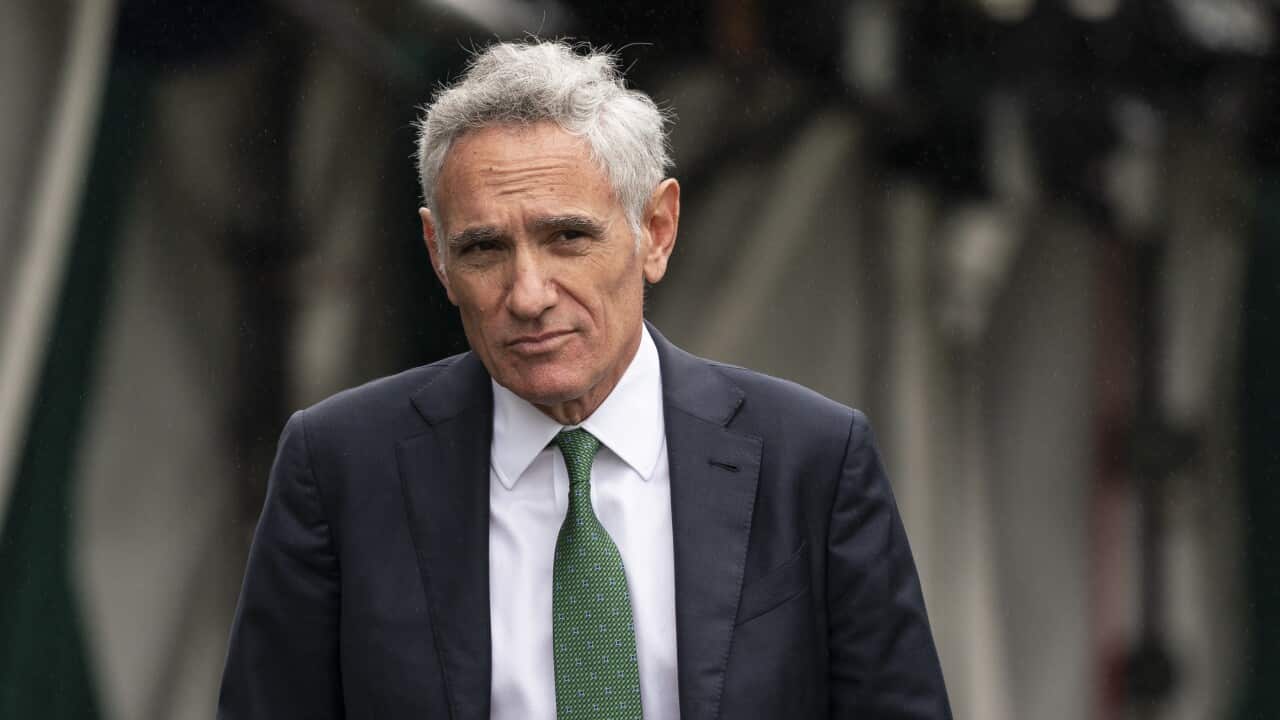 White House coronavirus adviser Dr. Scott Atlas departs after a television interview at the White House, Monday, Oct. 12, 2020, in Washington.