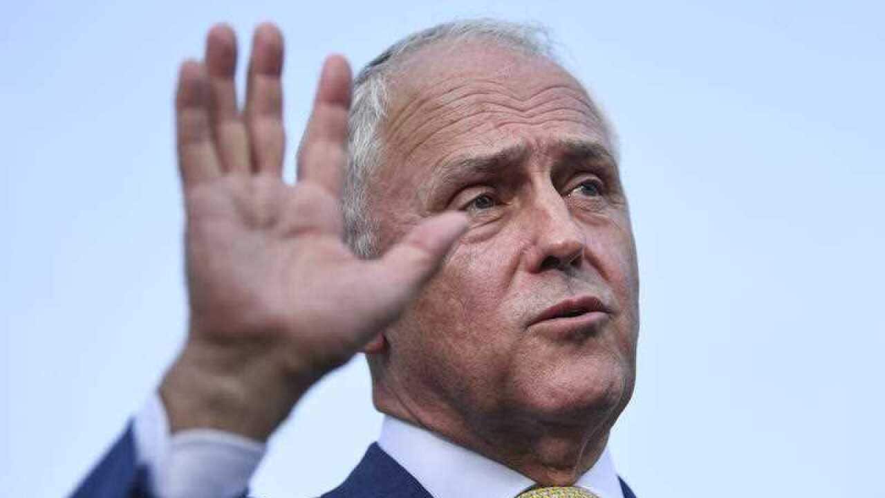 Australian Prime Minister Malcolm Turnbull speaks to the media during a press conference in Berlin, Sunday, April 22, 2018.