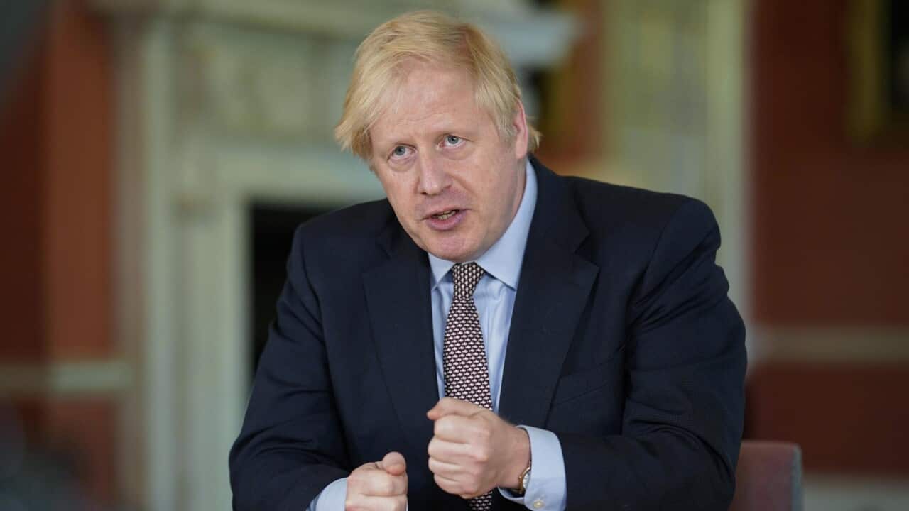 Boris Johnson delivers a televised address (AAP)