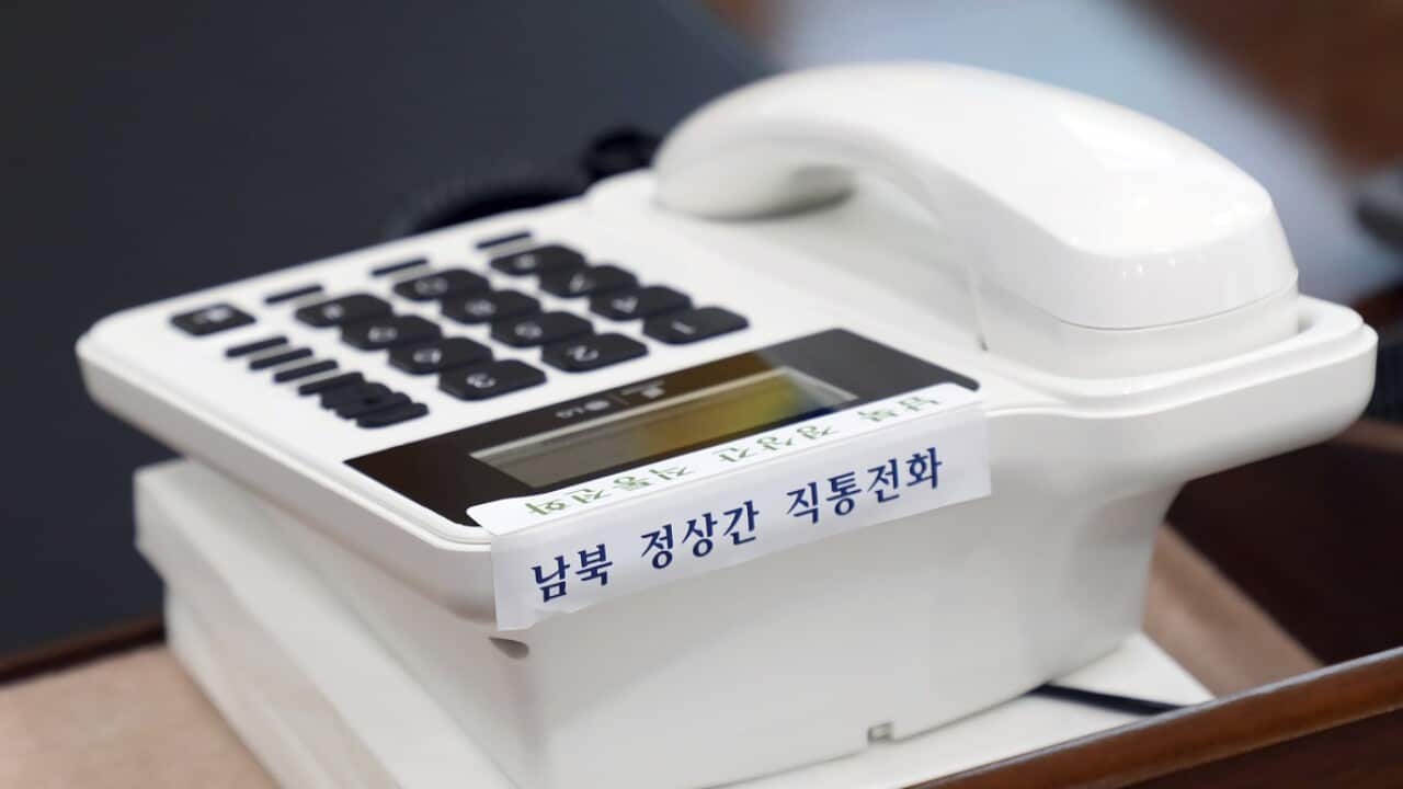 The telephone hotline between South Korea and North Korea at the presidential Blue House in Seoul.