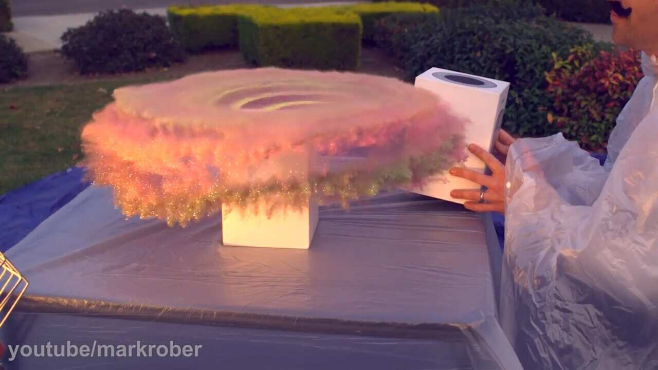 The glitter parcel explodes.