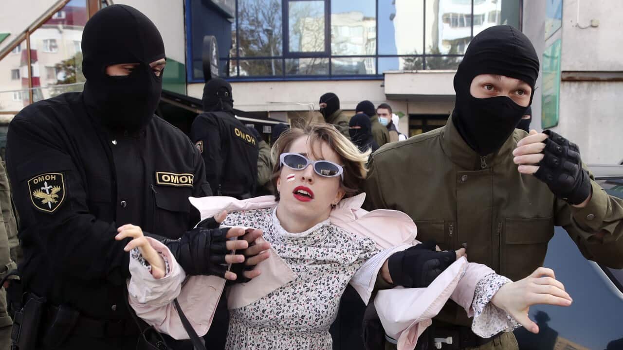 Hundreds of women were detained in protests in Belarus against President Alexander Lukashenko's 26-year rule.