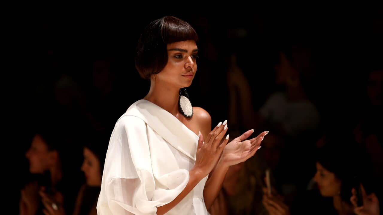 Samantha Harris at Mercedes-Benz Fashion Week Australia 2015