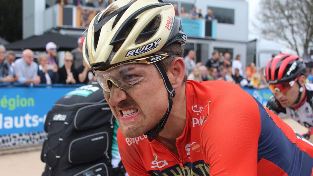 Heinrich Haussler at the 2018 Paris Roubaix (Bahrain Merida)