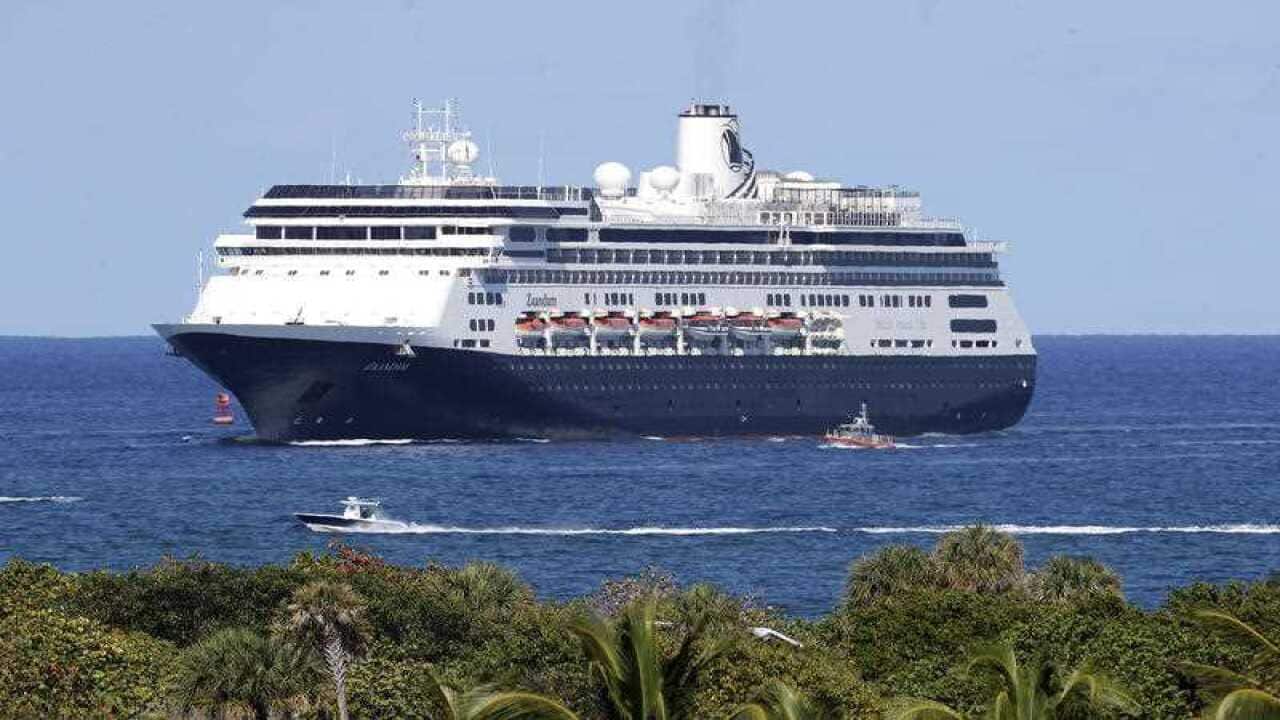 Holland America's Zaandam cruise ship heads into Port Everglades in Fort Lauderdale