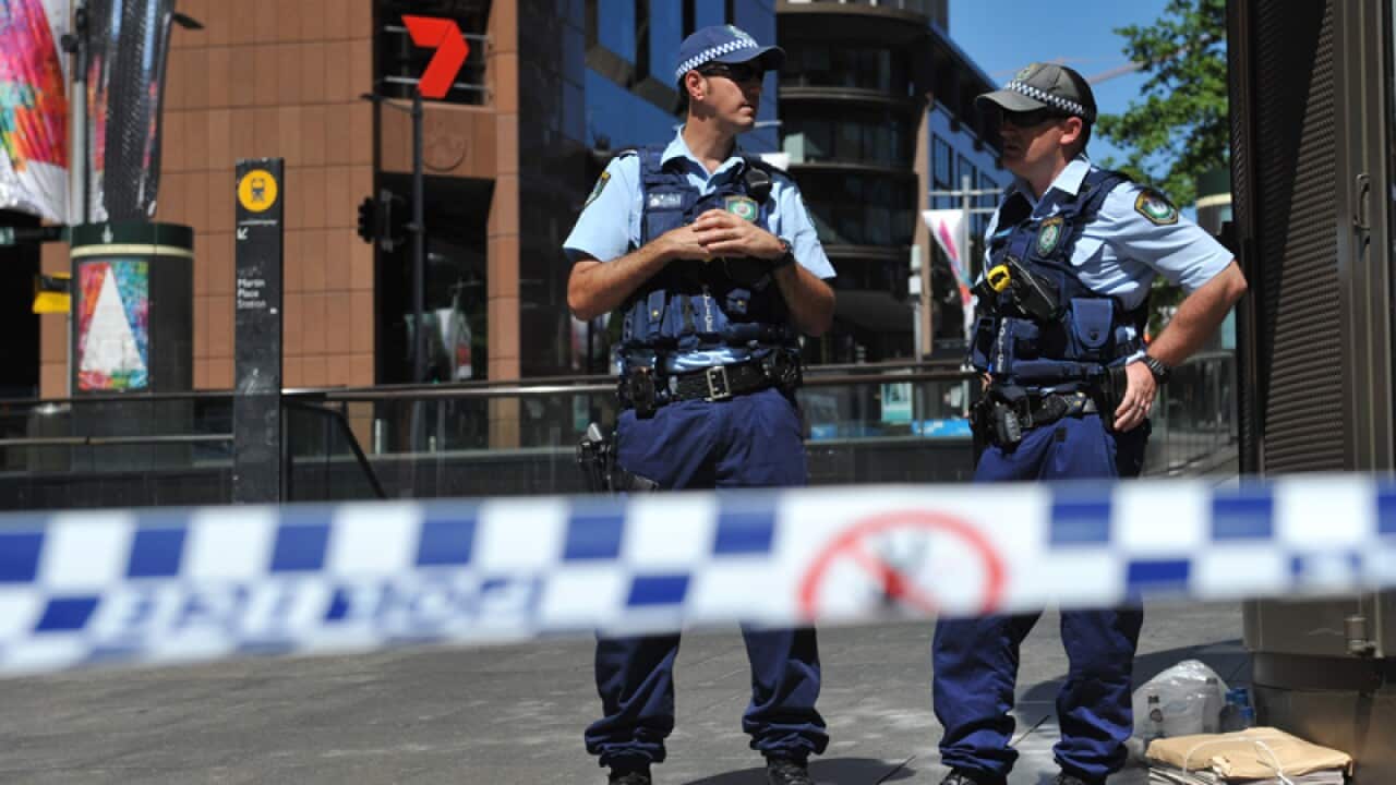 NSW Police are seen in Martin Place