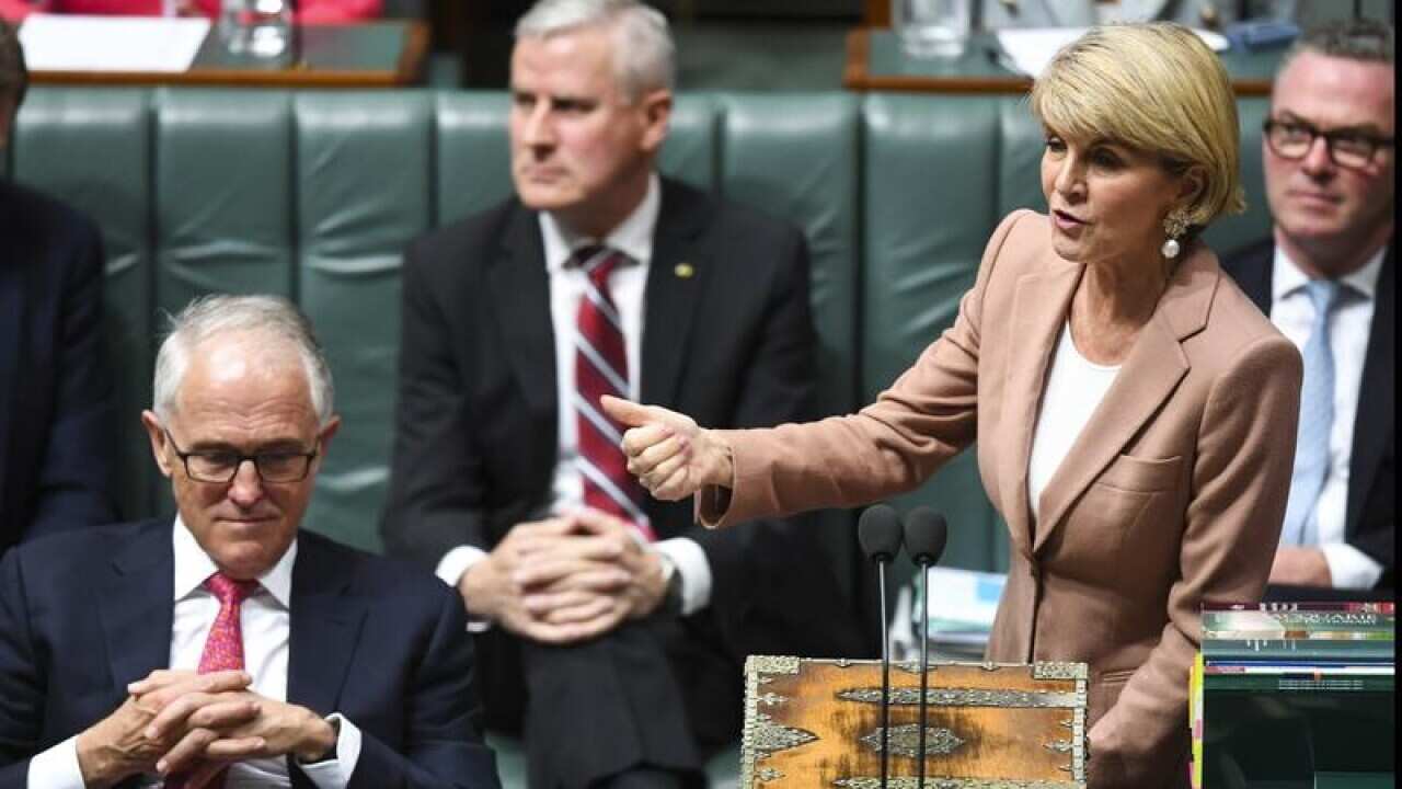Earlier this week, Ms Bishop said she was sticking by Prime Minister Malcolm Turnbull.
