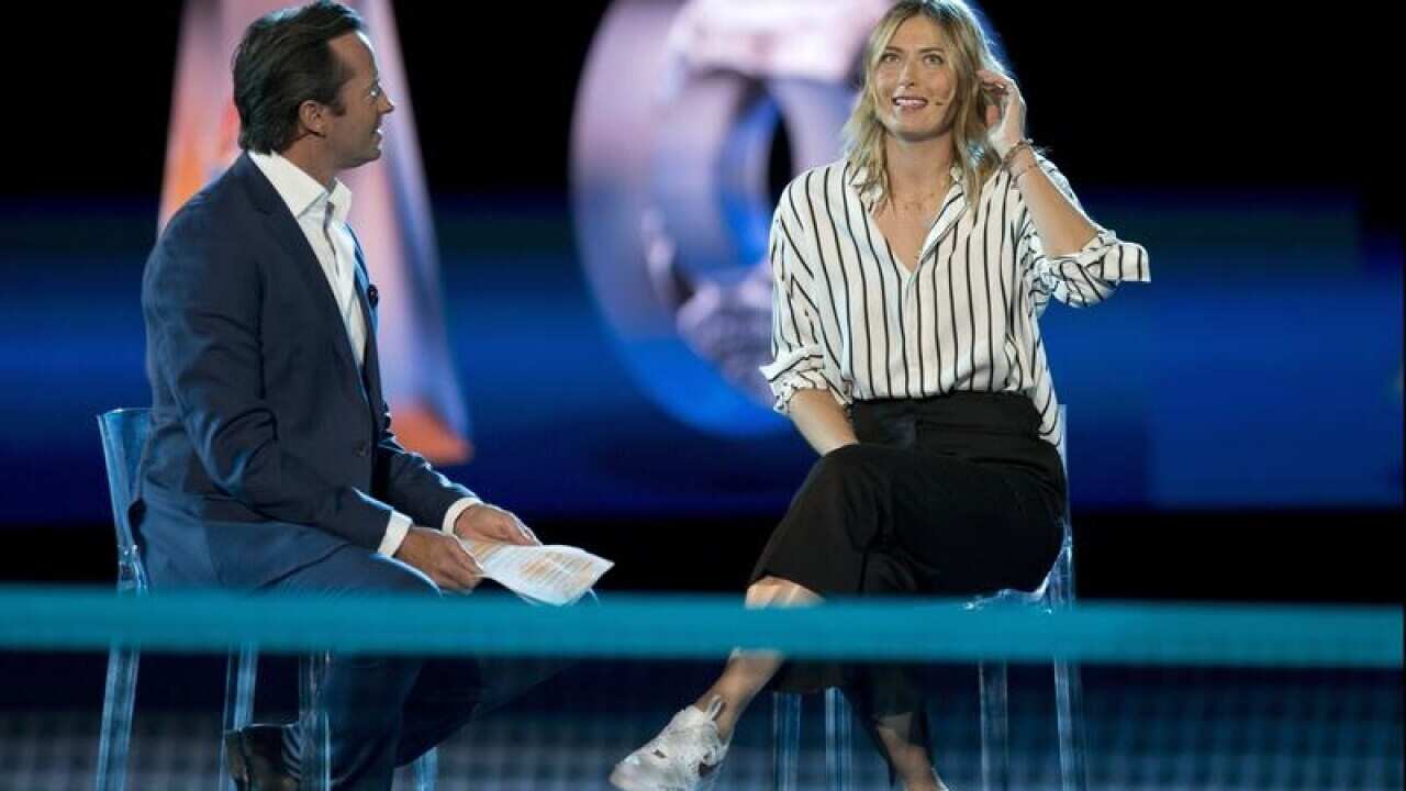 Maria Sharapova is interviewed by Hamish McLachlan