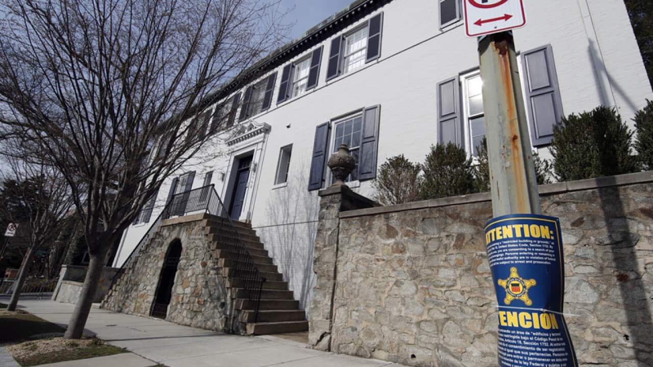 A sign is seen in front of the home of Ivanka Trump