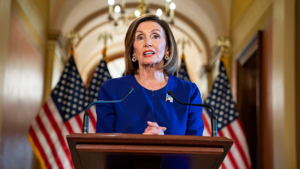 Nancy Pelosi announcing the House will begin a formal impeachment inquiry into US President Donald Trump