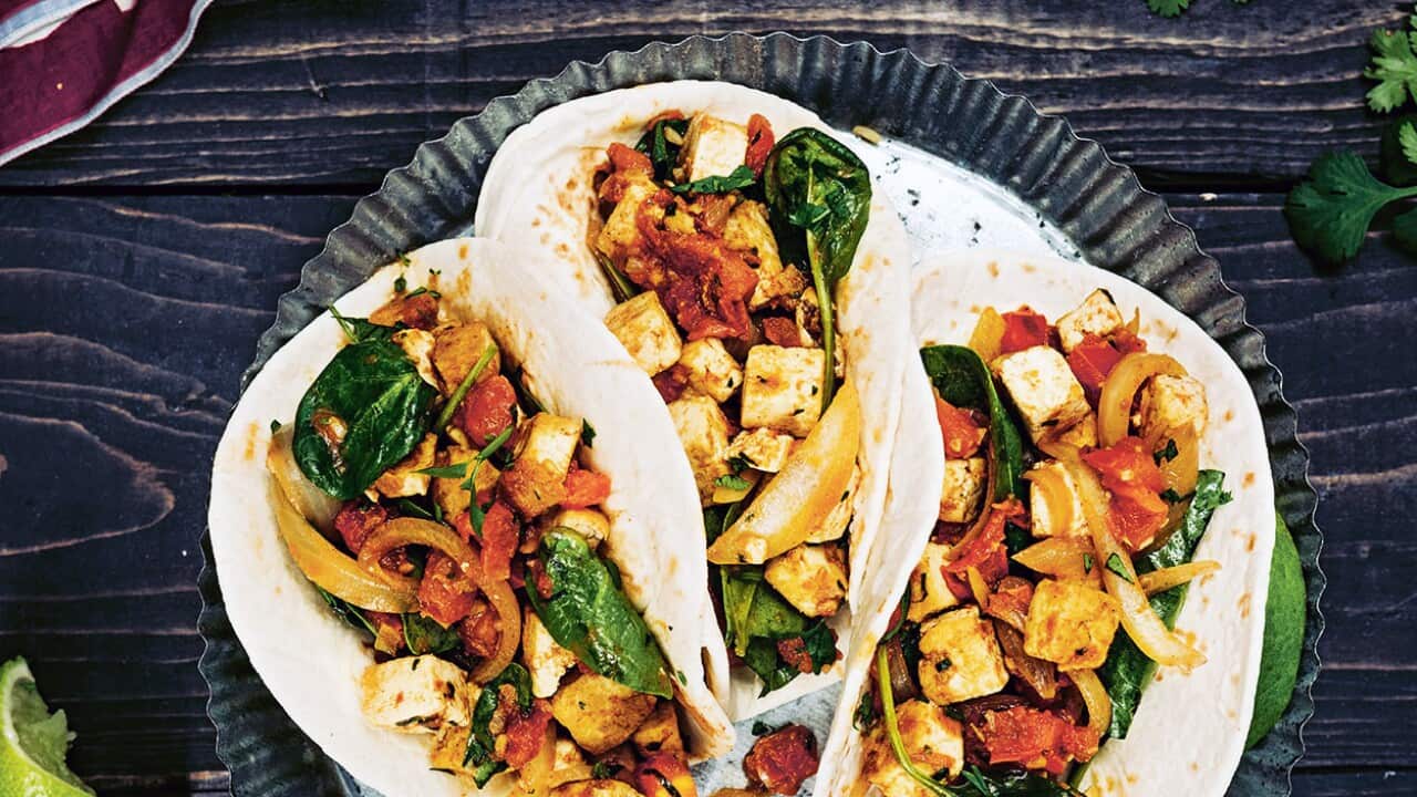 Beer braised tofu tacos