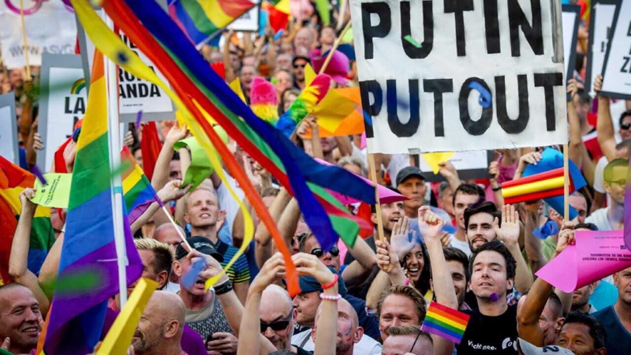 Gay rights activists during a demonstration