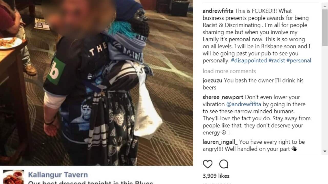 Andrew Fifita's Instagram post in response to the picture.