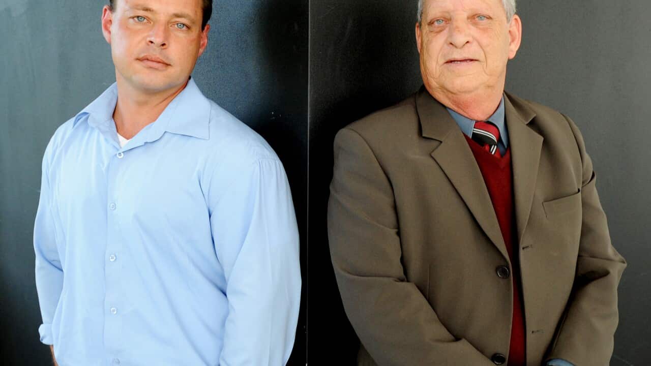 Guantanamo Bay detainee David Hicks (left) with his father Terry Hicks