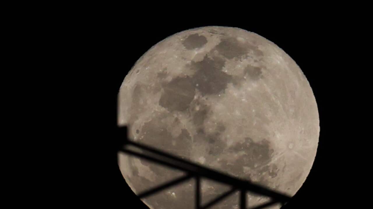 First supermoon of the year seen from La Paz, Bolivia