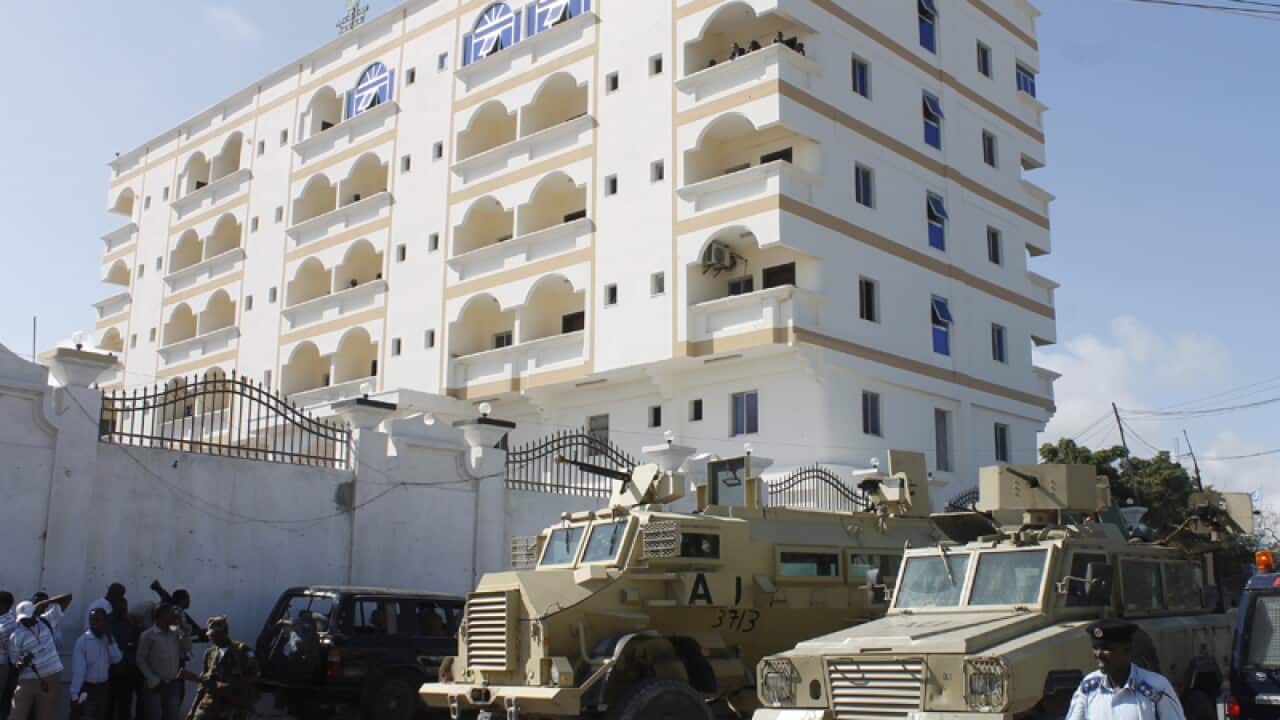 An undated photo of a hotel in Somalia where a bomb struck