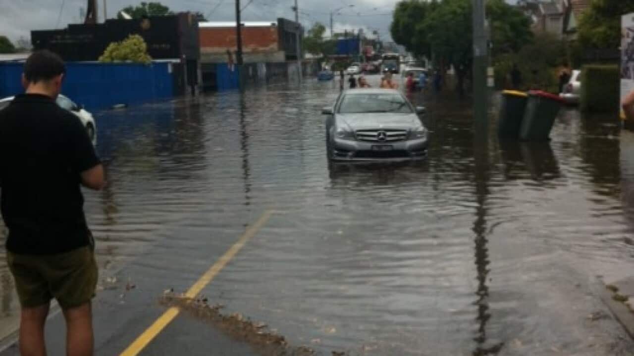 Image of flooded roads in Melbourne, via Eli Greenblat