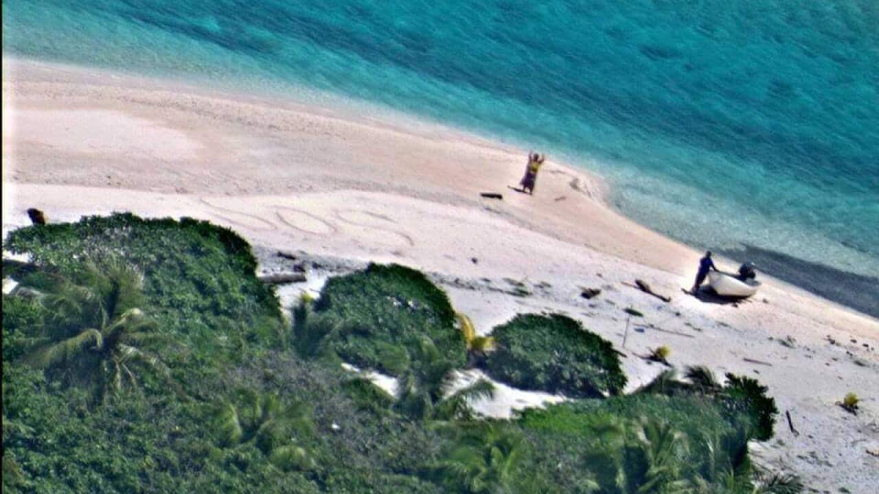 Two people stranded for a week on a remote Pacific island have been rescued