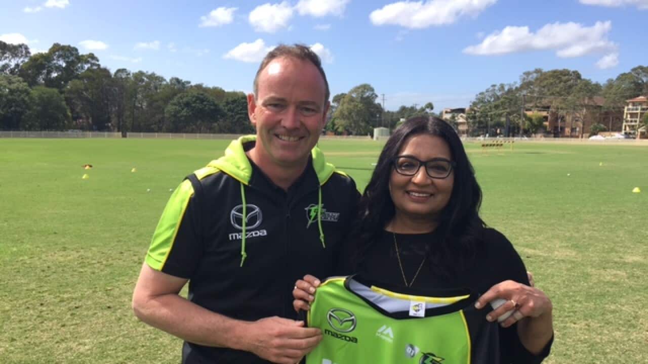 Sydney Thunder General Manager Lee Germon and NSW Greens MP Mehreen Faruqi 