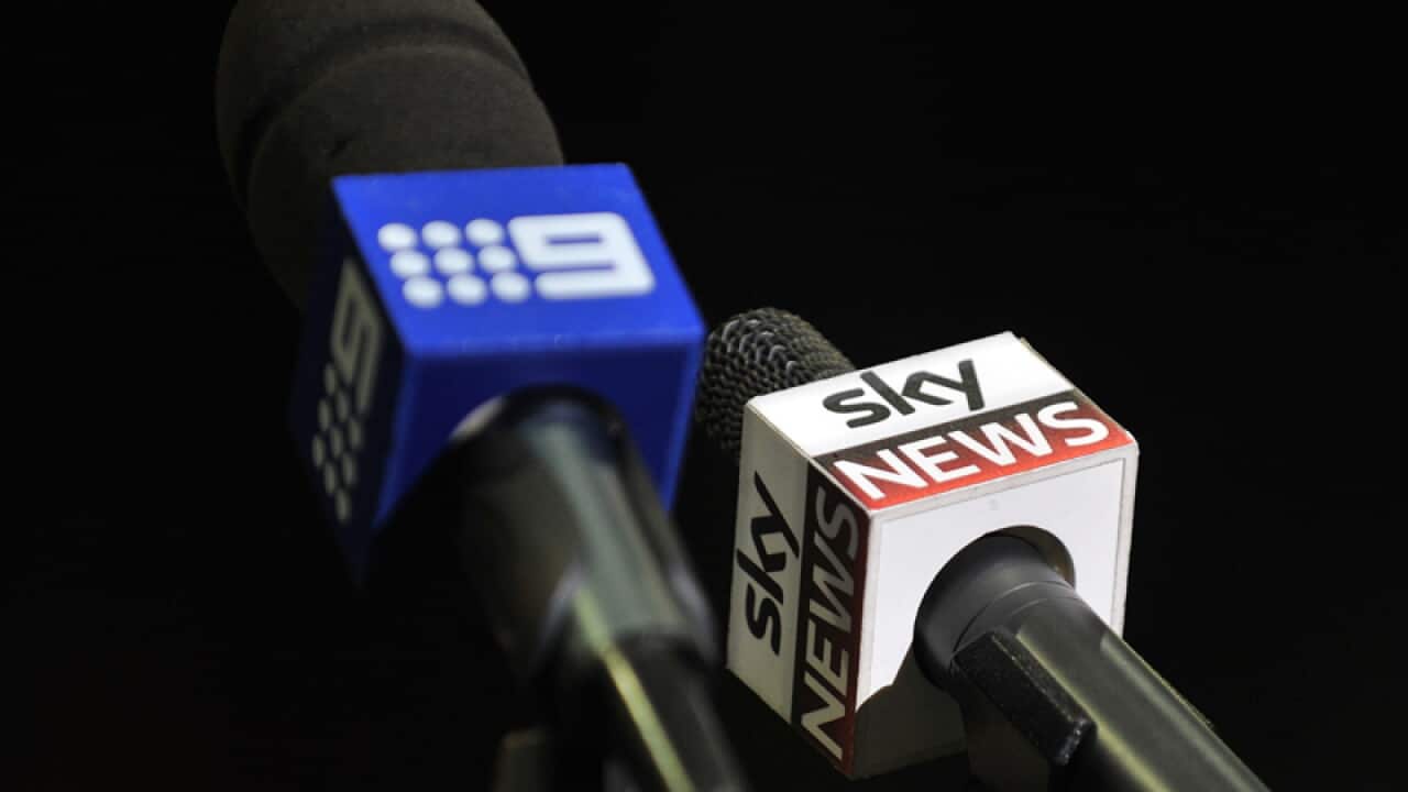Television microphones for Channel Nine and Sky News