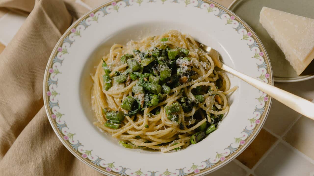 Spring green spaghetti