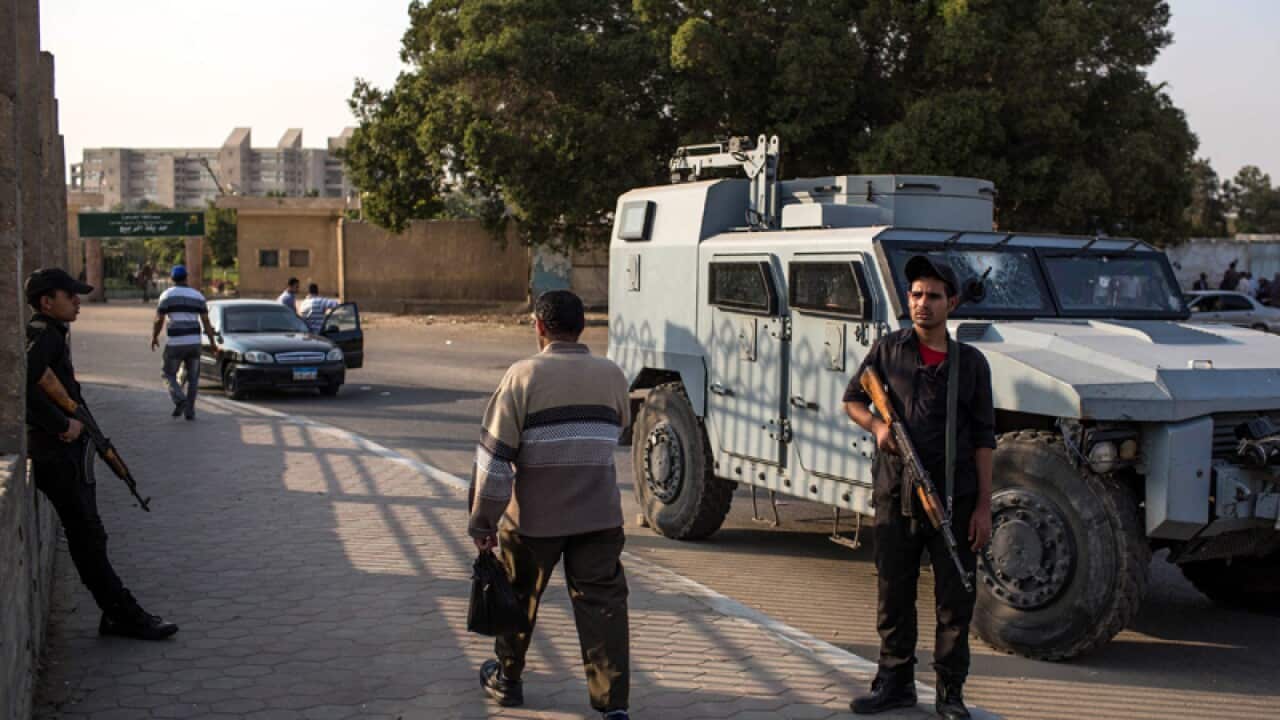 Egyptian security forces at the Helwan University