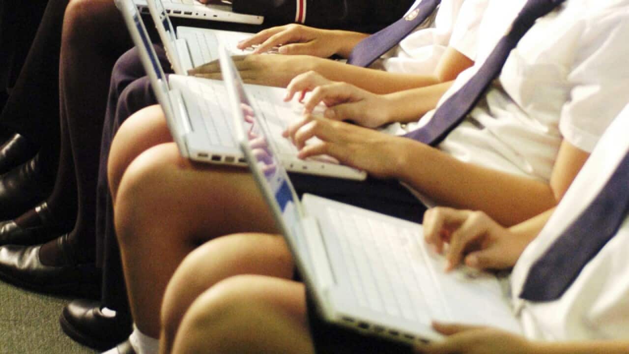 Students work on computers at Arthur Phillip High School at Parramatta