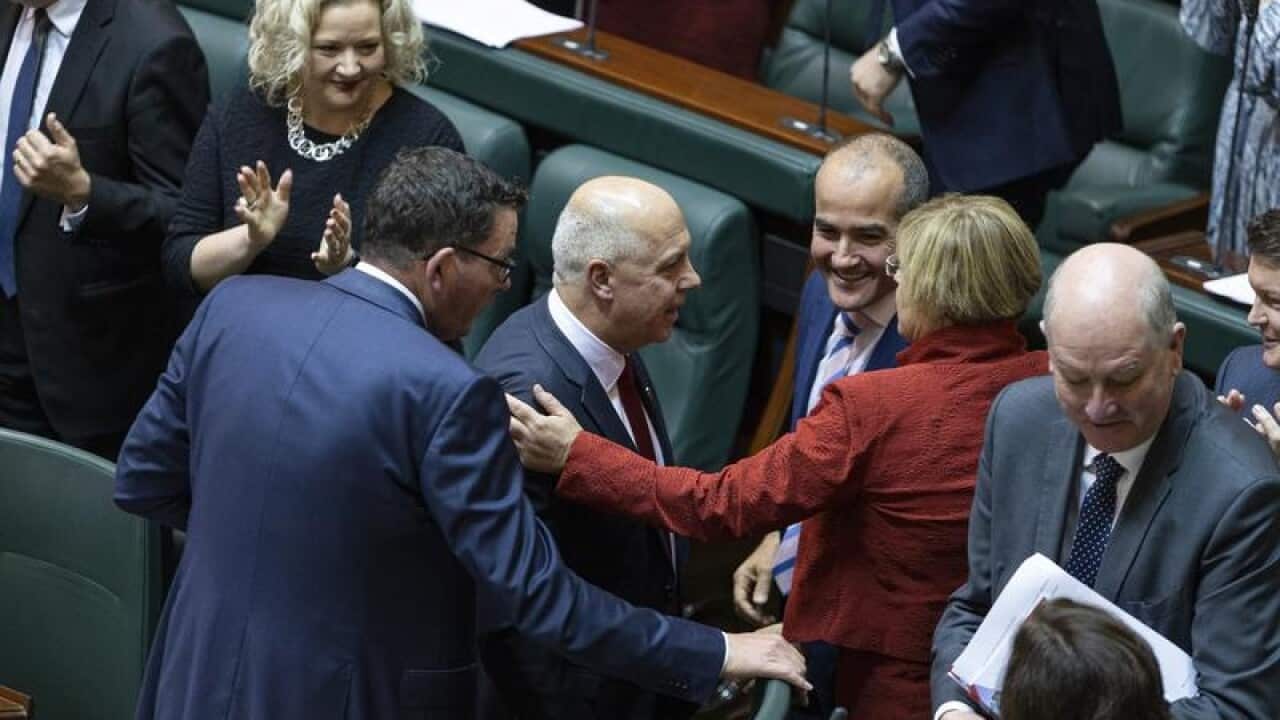 Victorian Treasurer Tim Pallas at Parliament House in Melbourne