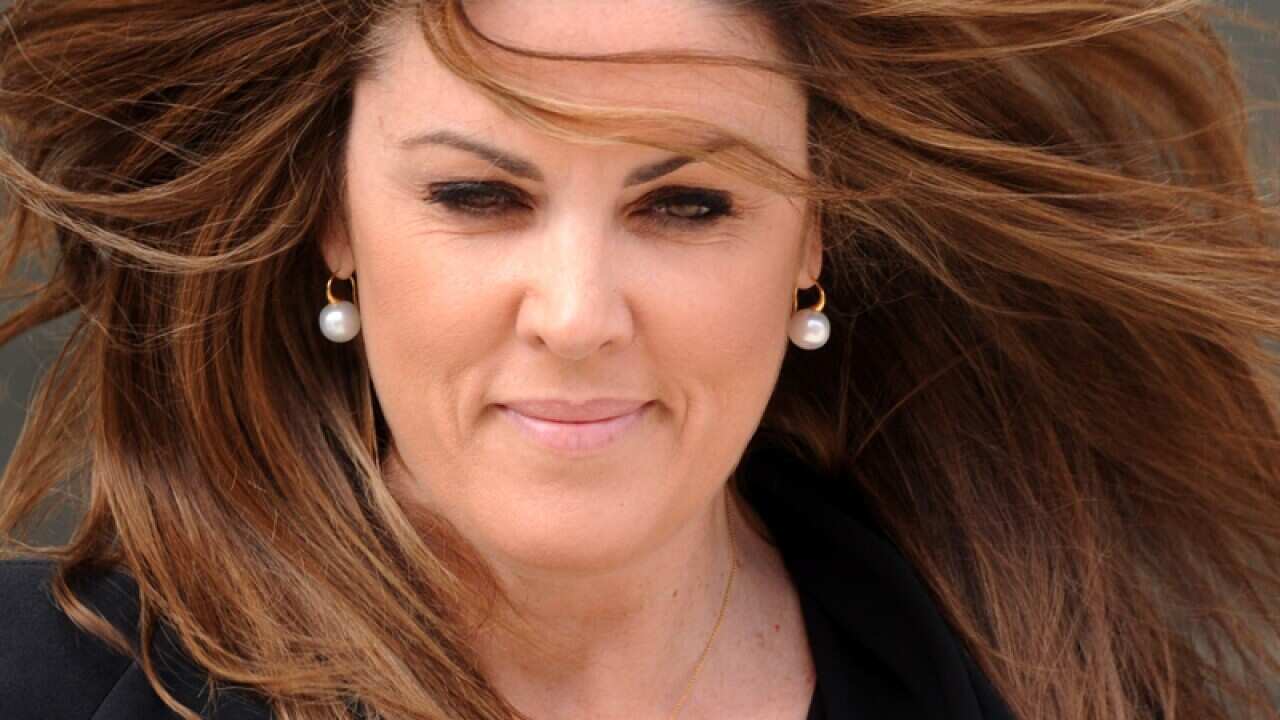 Peta Credlin leaves the Magistrates Court in Canberra