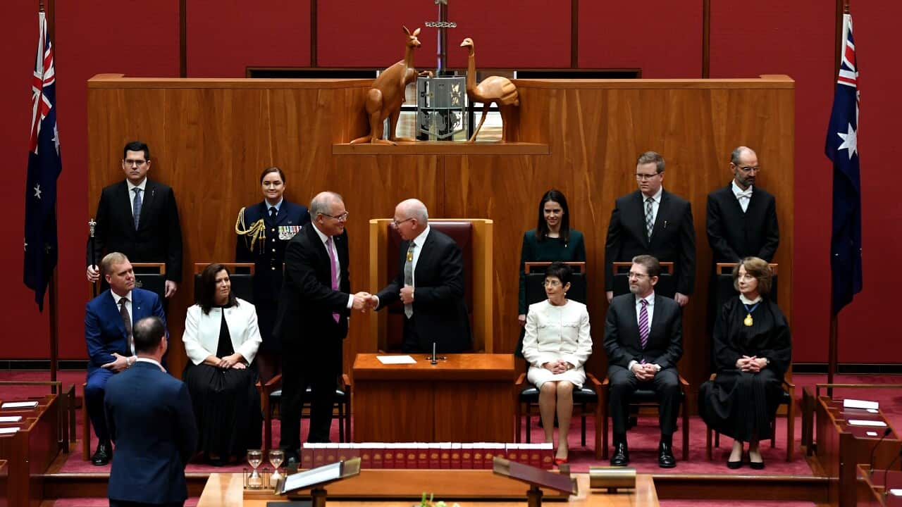 All 151 parliamentarians were in place to witness the swearing in of the new Governor-General David Hurley.