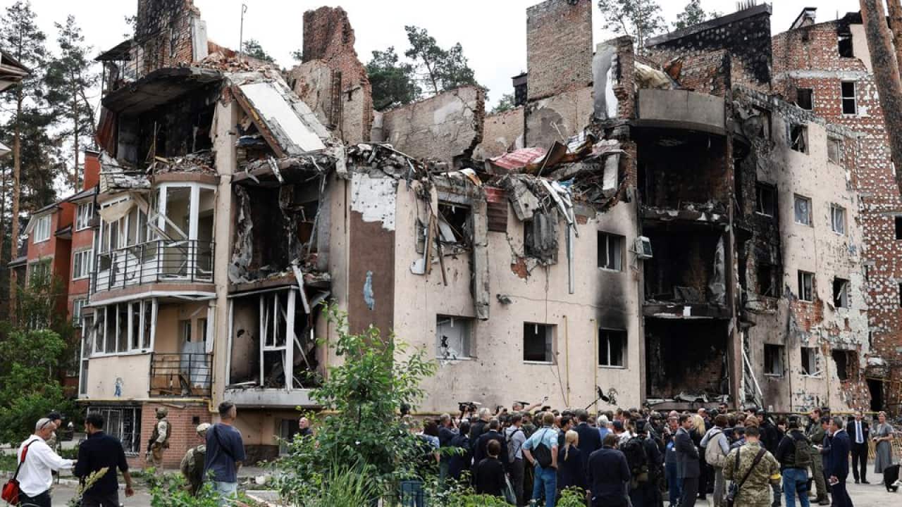 A general view during a visit by European countries' leaders to Irpin, as Russia's attack on Ukraine continues, near Kyiv, Ukraine June 16, 2022.