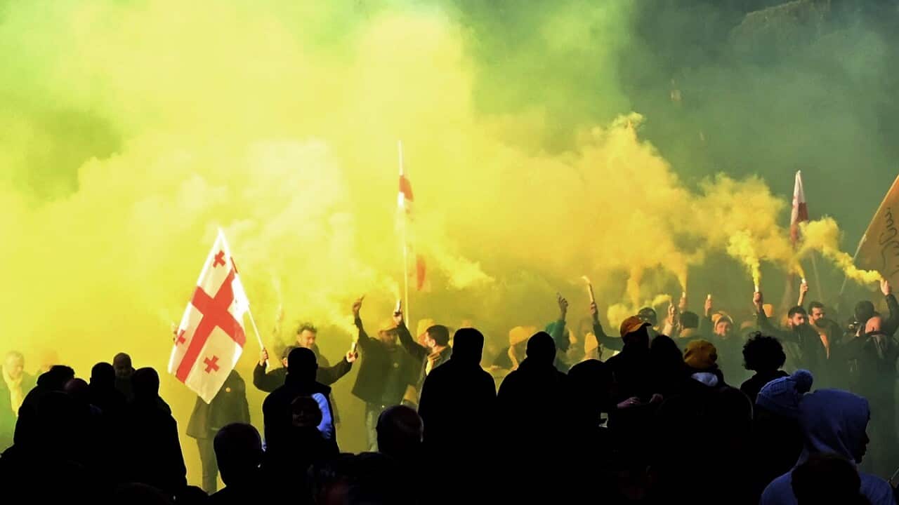 In the biggest anti-government rally in years, protesters demonstrated outside the parliament building on the capital Tbilisi's main thoroughfare. AFP journalists estimated the crowd at more than 20,000. Demanding the government's resignation and snap par
