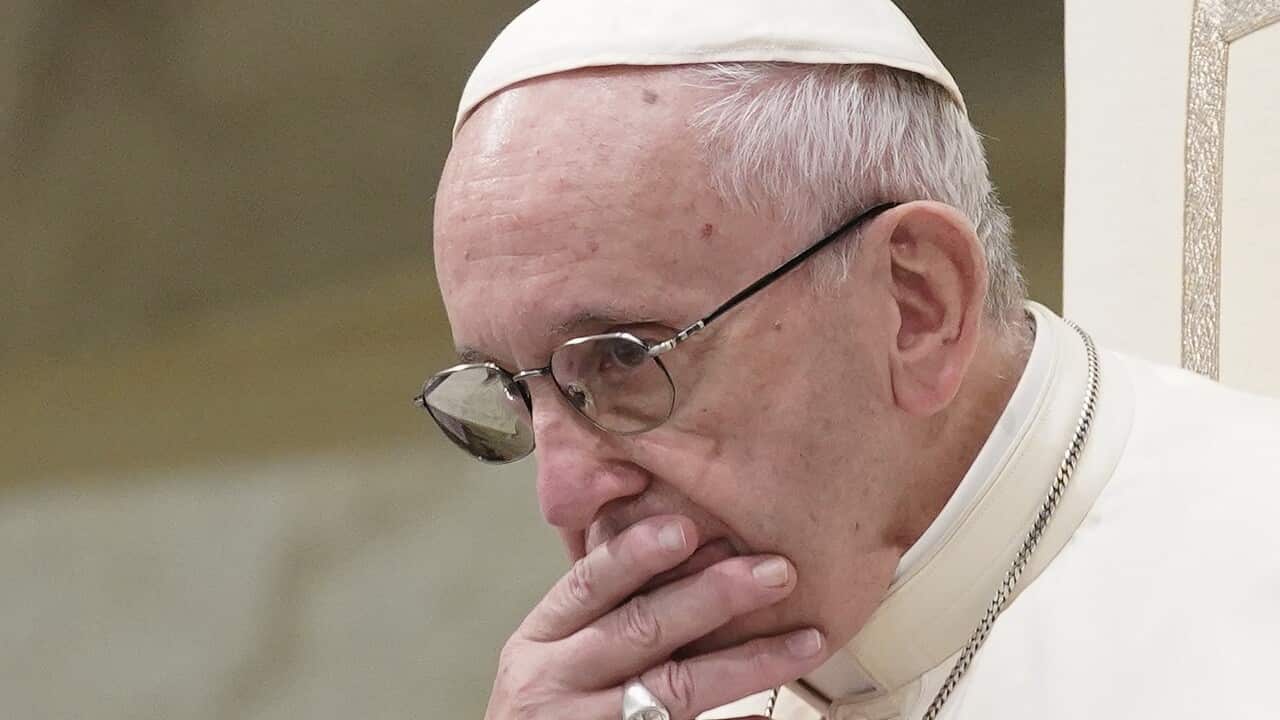 Pope Francis in a pensive mood during his weekly general audience at the Vatican.