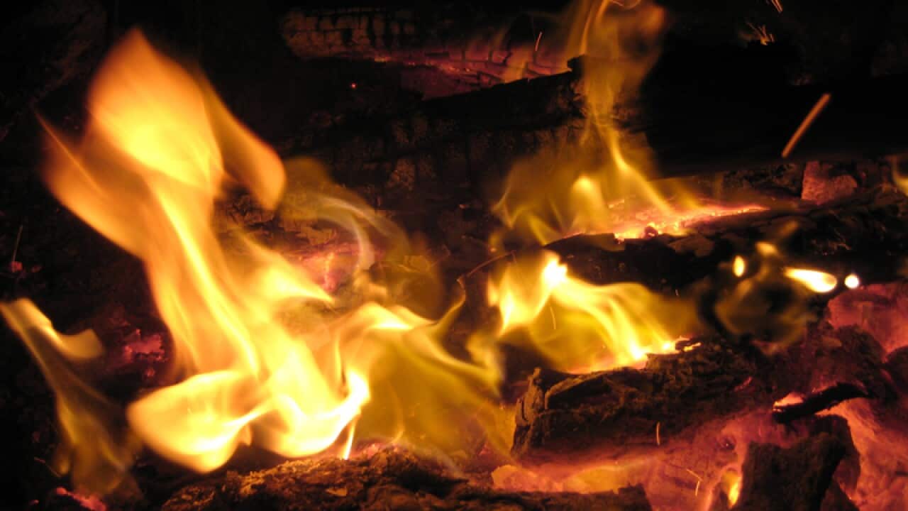 A fire burns in Goolwa, South Australia