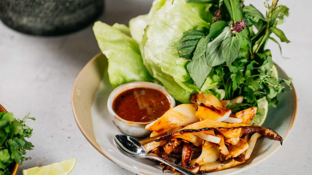 Grilled squid with nahm jim jeaw